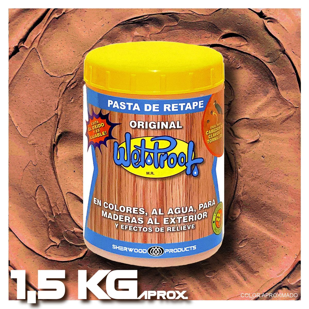 WETPROOF - PASTA DE RETAPE WET PROOF® ROJO PARA MADERA EXTERIOR 1,5 KG