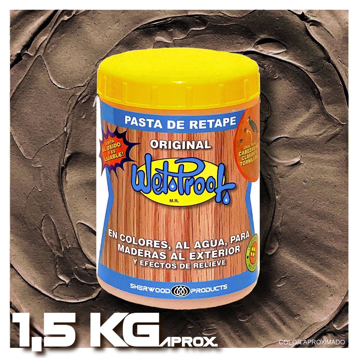 WETPROOF - PASTA DE RETAPE WET PROOF® CASTAÑO PARA MADERA EXTERIOR 1,5 KG