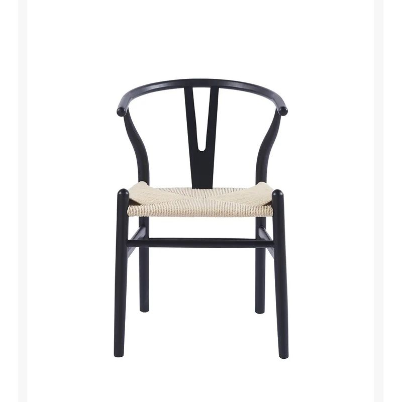 CORI CORI - Silla Wishbone Madera Negra e Hilo de cuerda Beige