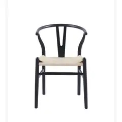 CORI CORI - Silla Wishbone Madera Negra e Hilo de cuerda Beige