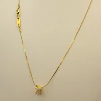 Cadena Tejido Escalera con Corona de Brillantes de Oro Laminado 18k