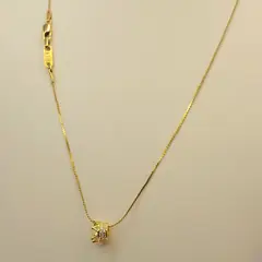 GENERICO - Cadena Tejido Escalera con Corona de Brillantes de Oro Laminado 18k