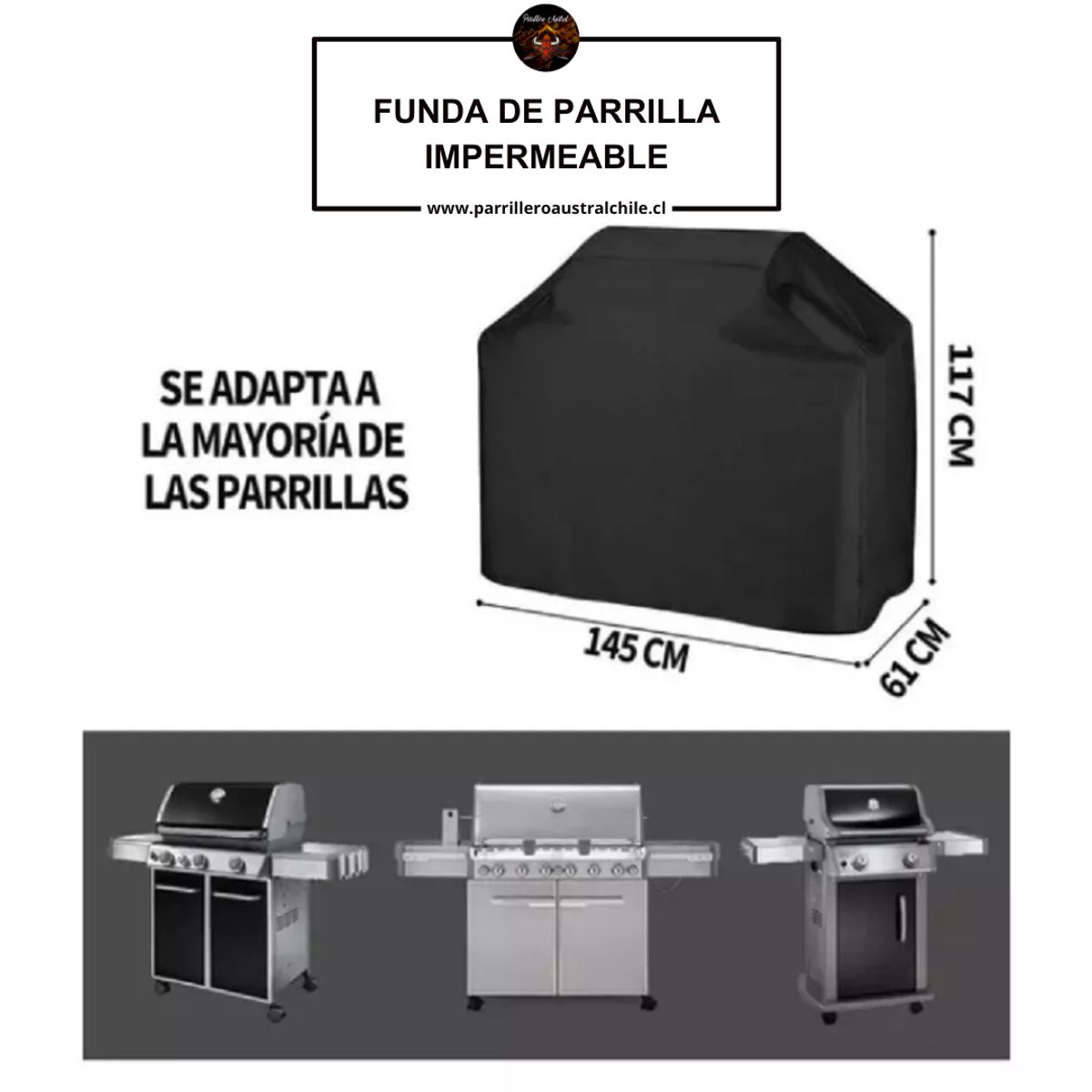 GENERICO - Funda Cubre Parrilla Impermeable  Protección Total para tu Asador  Parrillero Austral