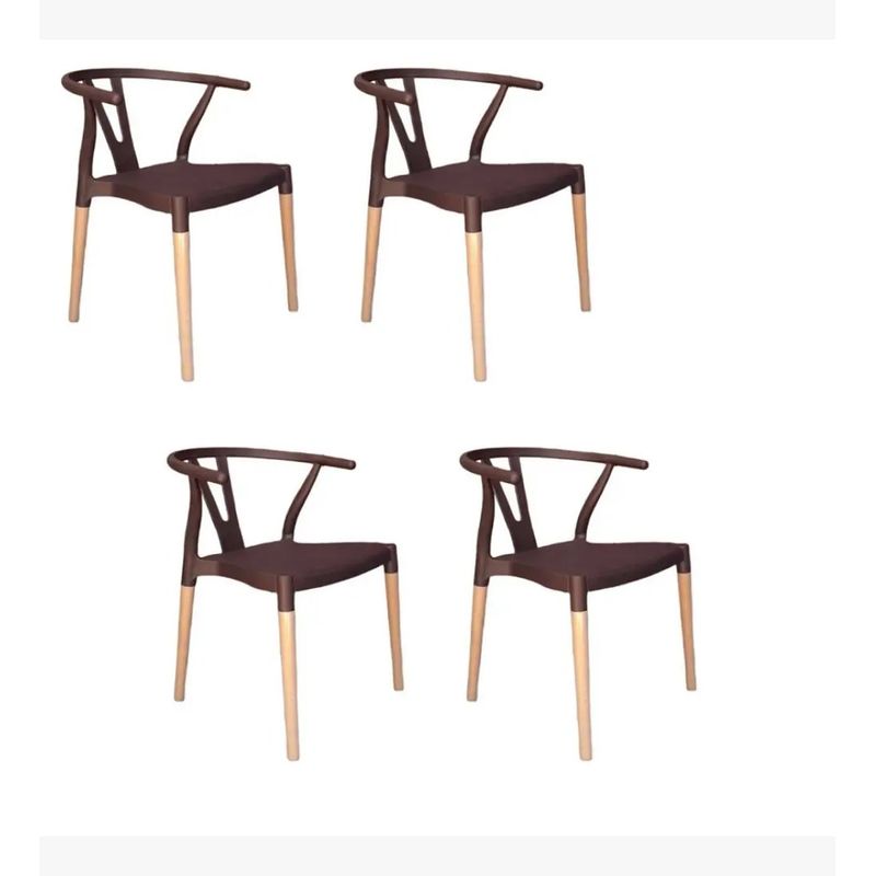 CORI CORI - Pack 4 Sillas Wishbone - Polipropileno Cafe