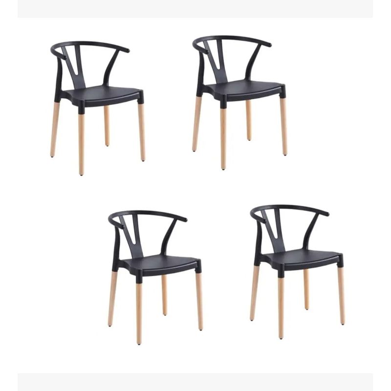 CORI CORI - Pack 4 Sillas Wishbone - Polipropileno Negro