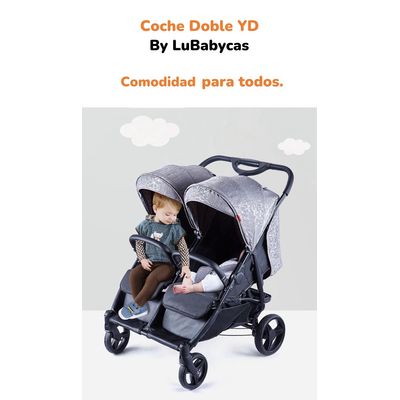 Imagen 2 del producto Coche Doble De Paseo Marco Aluminio Liviano Gris