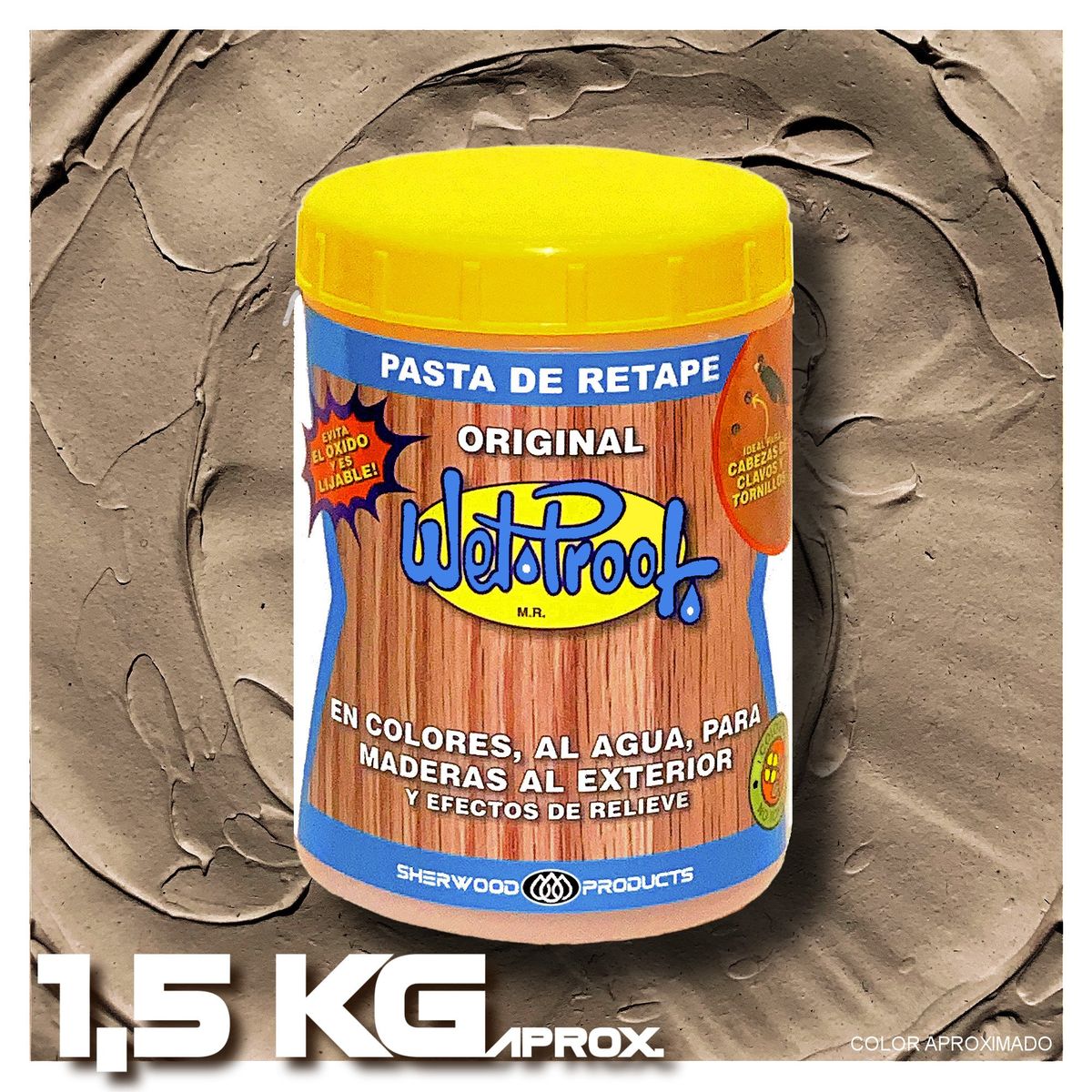 WETPROOF - PASTA DE RETAPE WET PROOF® NOGAL PARA MADERA EXTERIOR 1,5 KG