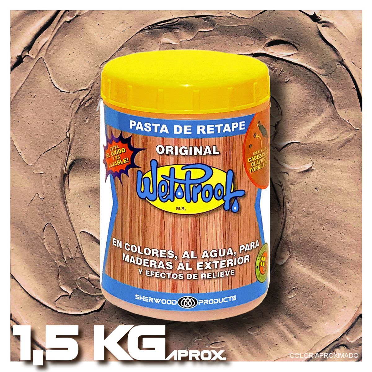 WETPROOF - PASTA DE RETAPE WET PROOF® CAOBA PARA MADERA EXTERIOR 1,5 KG