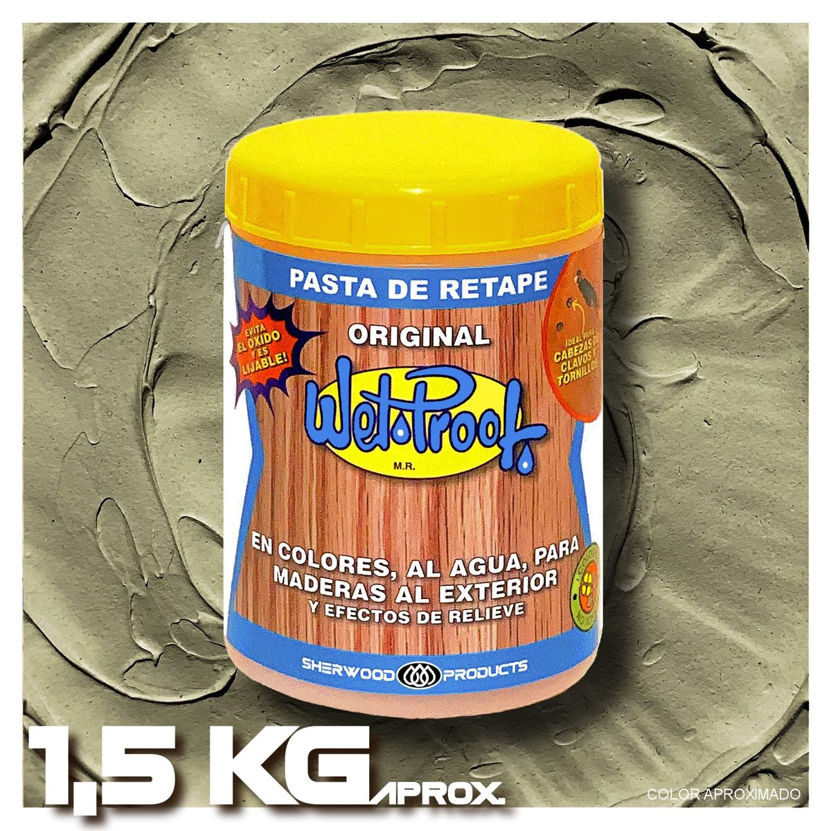 WETPROOF - PASTA DE RETAPE WET PROOF® OLIVA PARA MADERA EXTERIOR 1,5 KG