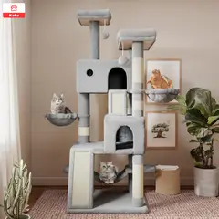 KOBA - Rascador Gatos Torre Casa Michis Multifuncional Enorme 164cm