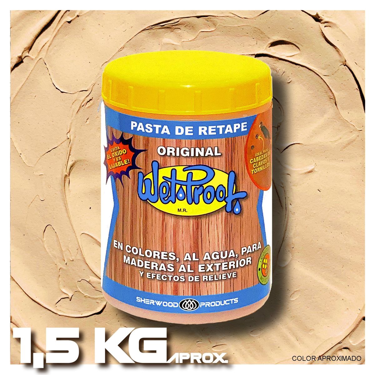 WETPROOF - PASTA DE RETAPE WET PROOF® PINO OREGÓN PARA MADERA EXTERIOR 1,5 KG