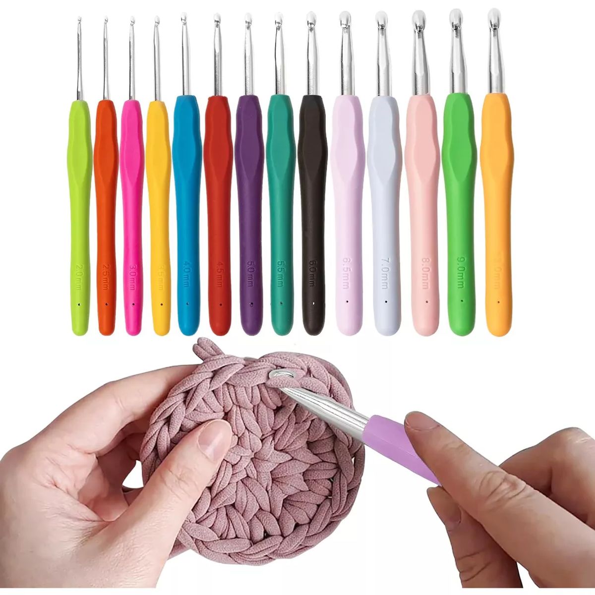 KUANGYE - Set De 14 Estuche Crochet Silicona Accesorios Para Tejer