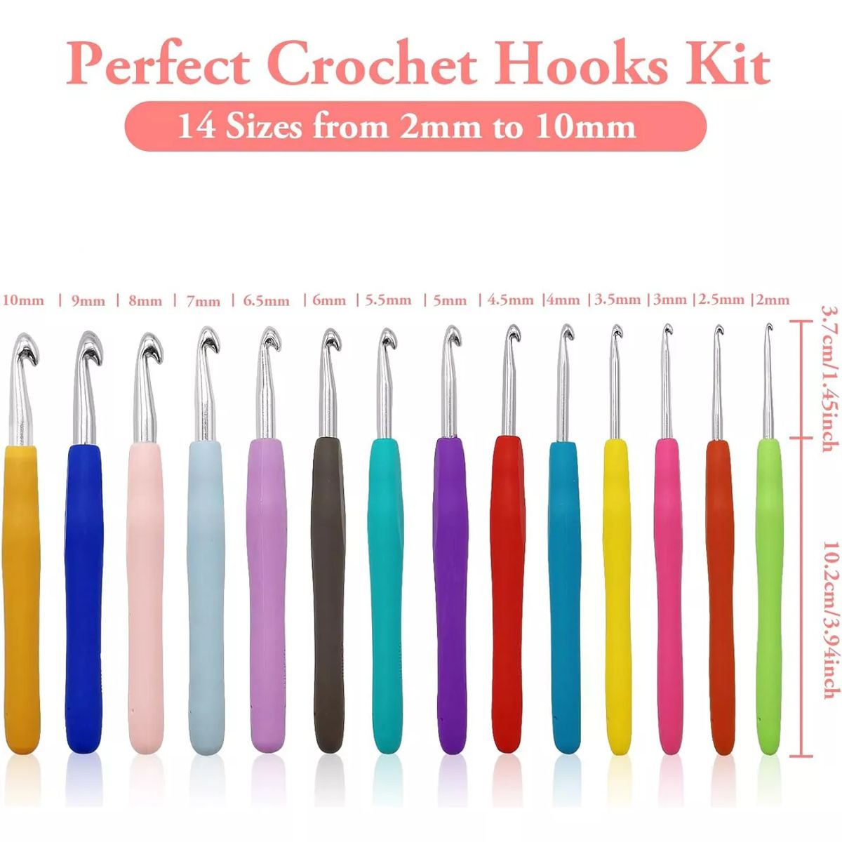 KUANGYE - Set De 14 Estuche Crochet Silicona Accesorios Para Tejer