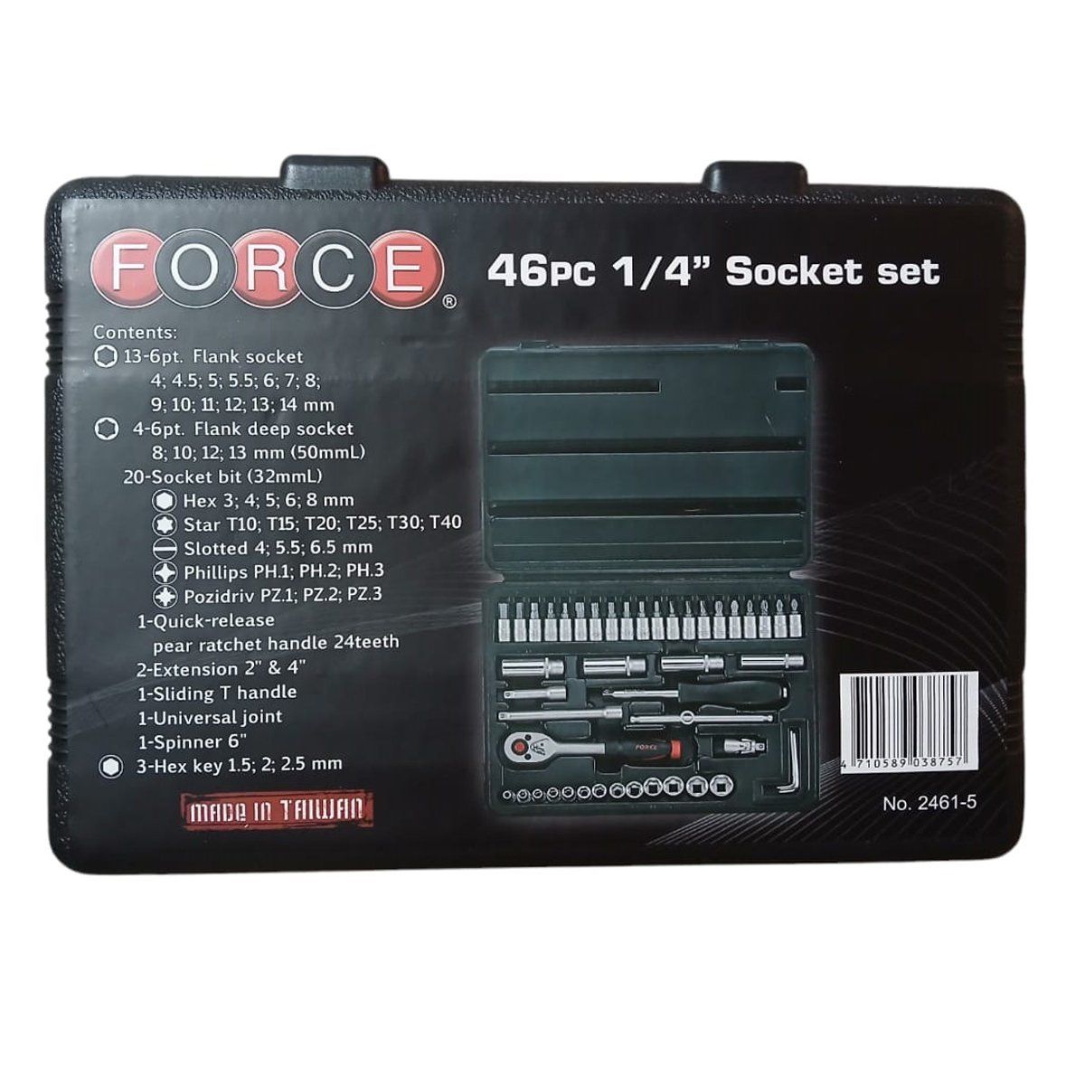 FORCE - Juego de dados mando 1/4 hexagonales de 46 piezas marca force 2461-5