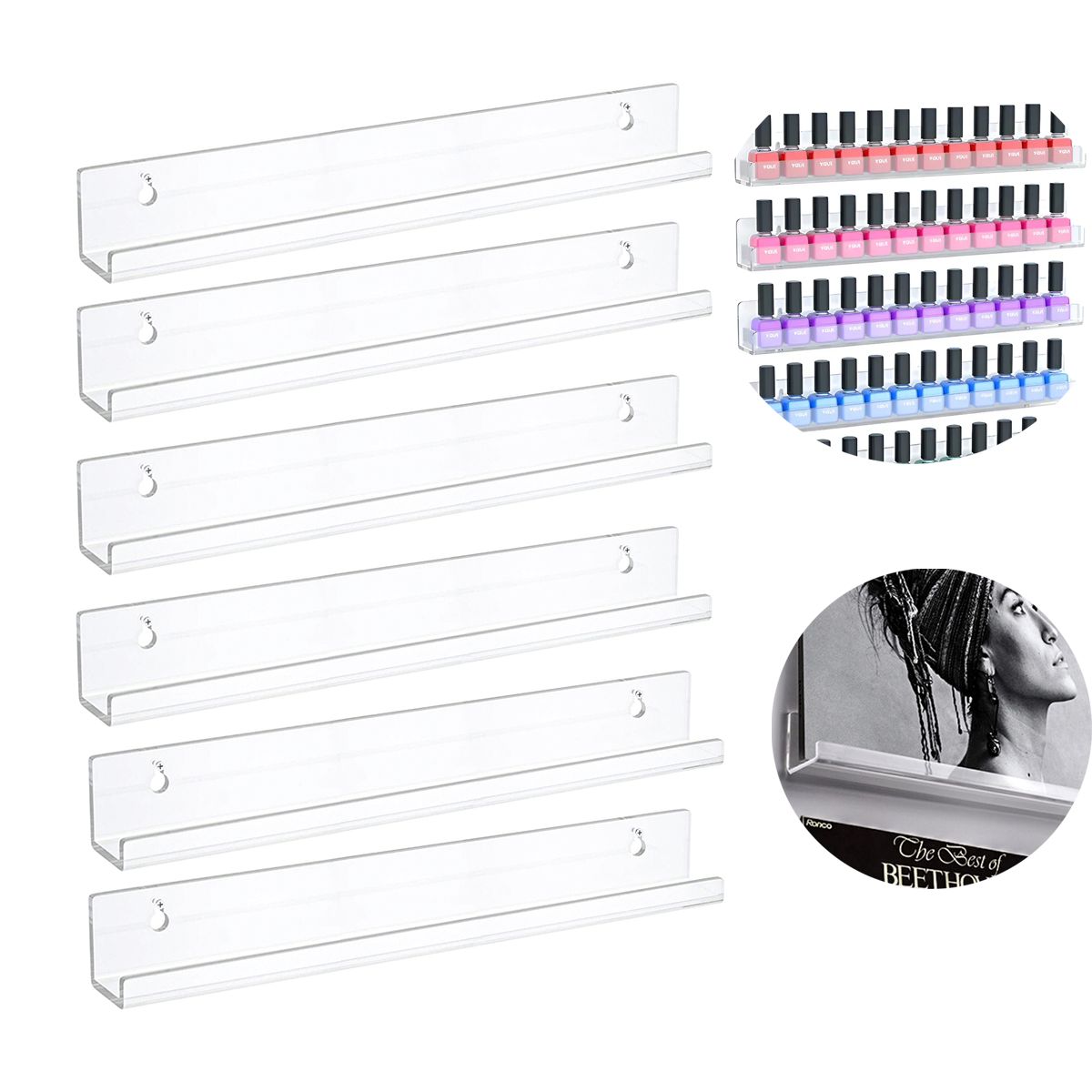 BITART - 6 Repisas Flotantes Estantes Flotantes De Acrílico Genérica