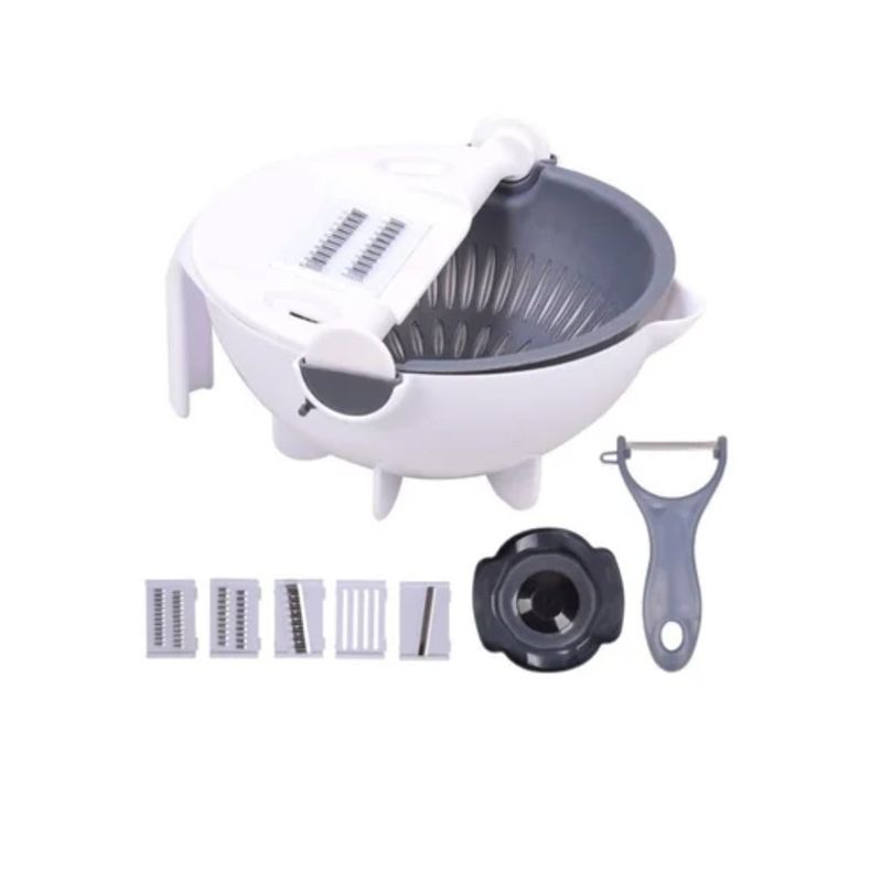 GENERICO - Bowl Rallador Colador Verdura Cortador Rebanador Escurridor Blanco