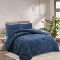 COBERTOR DE INVIERNO TRENZADO  PLAZA Y MEDIA AZUL