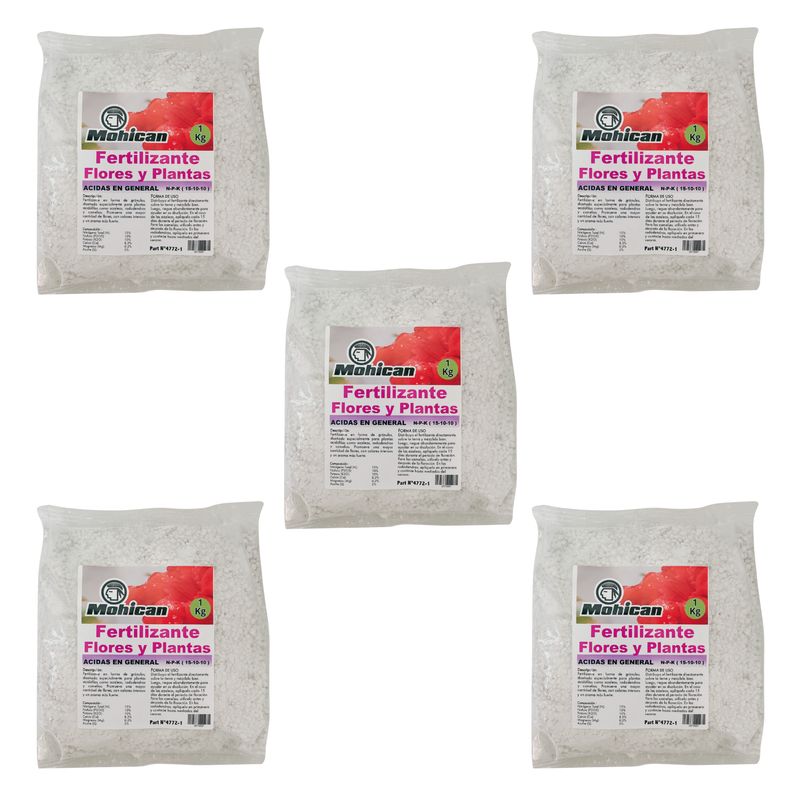 MOHICAN - PROMO 5X FERTILIZANTE FLOR Y PLANTA ÁCIDA BOLSA 1 KG MOHICAN
