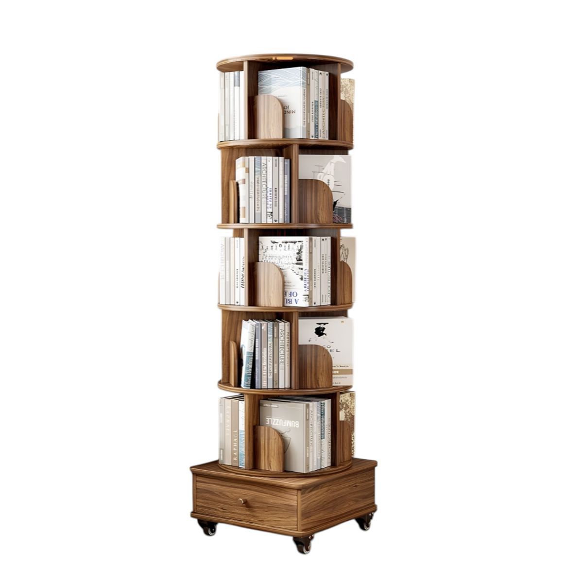 LUBABYCAS - Biblioteca Giratoria 360 Librero Organizador Con Cajón 173cm
