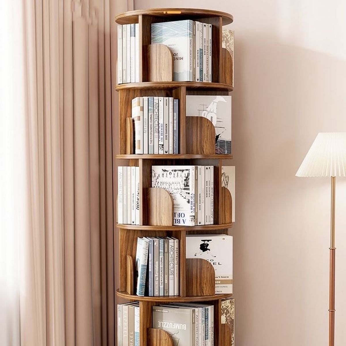 LUBABYCAS - Biblioteca Giratoria 360 Librero Organizador Con Cajón 173cm