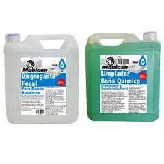 MOHICAN - PROMO LIMPIADOR BAÑOS QUIMICOS 5LTS + DISGREGANTE FECAL 5LTS
