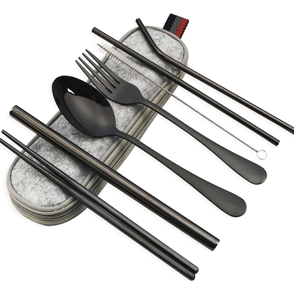 GENERICO - 8Pcs Utensilios Portátiles Con Estuche Para Picnic Camping