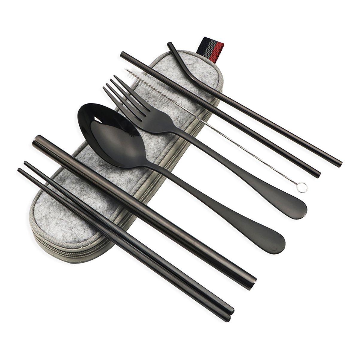 GENERICO - 8Pcs Utensilios Portátiles Con Estuche Para Picnic Camping