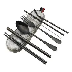 GENERICO - 8Pcs Utensilios Portátiles Con Estuche Para Picnic Camping