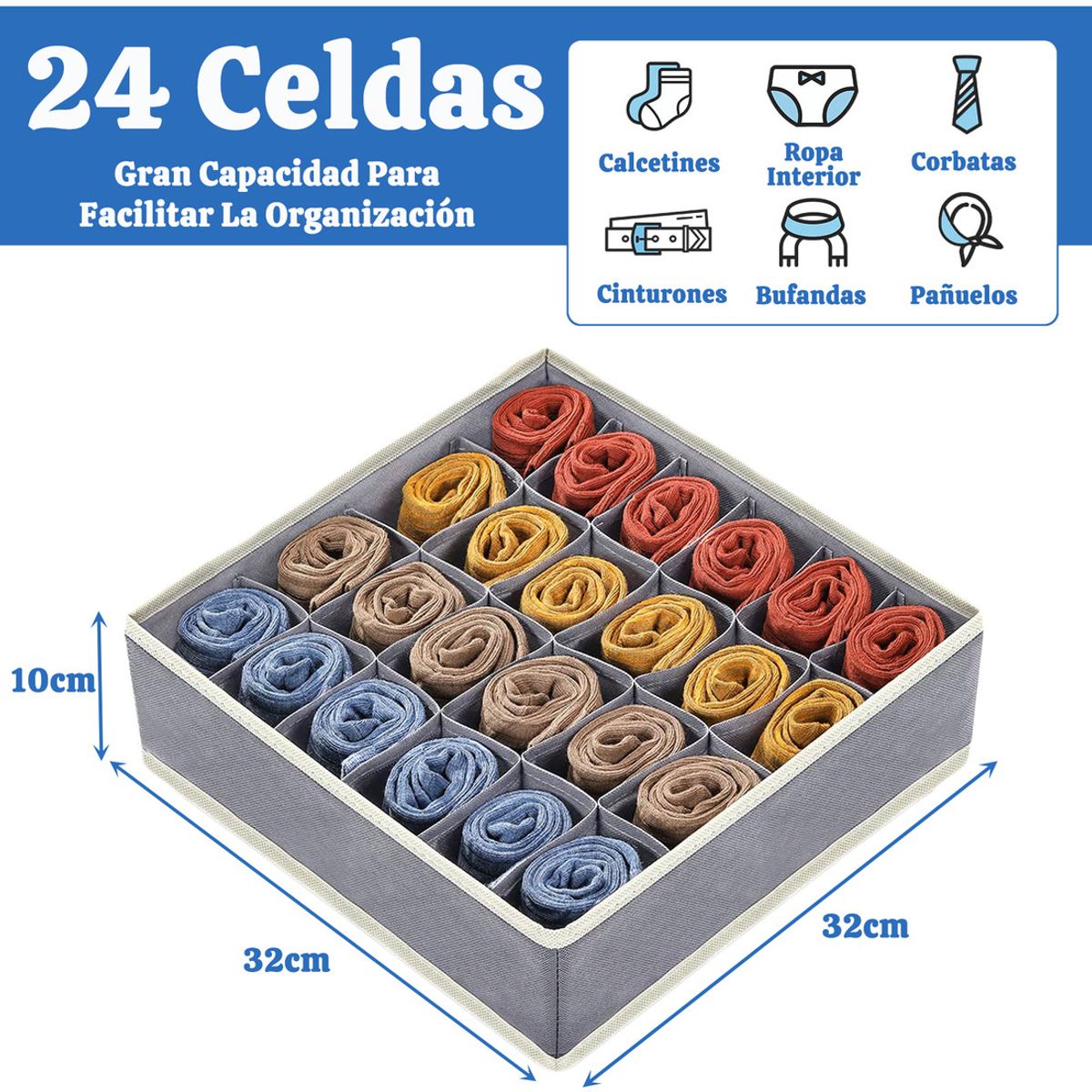 GENERICO - 24 Celda Organizador Cajón Plegable Calcetine Bragas Corbata