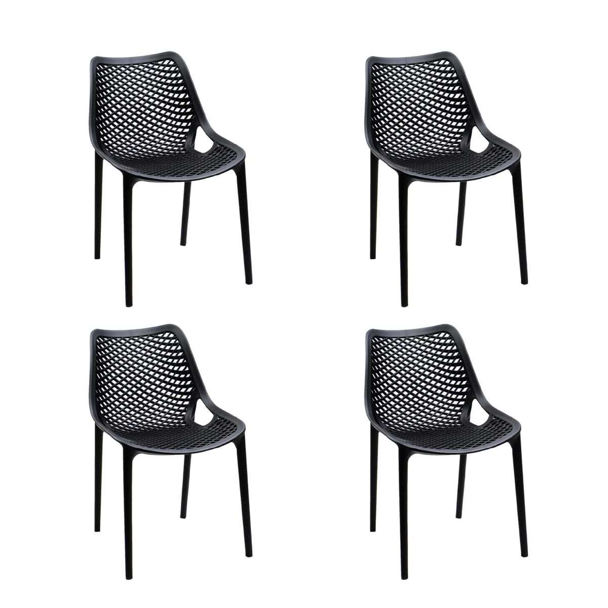 RELAN - Set de 4 Sillas de Comedor y Terraza Aira Apilables