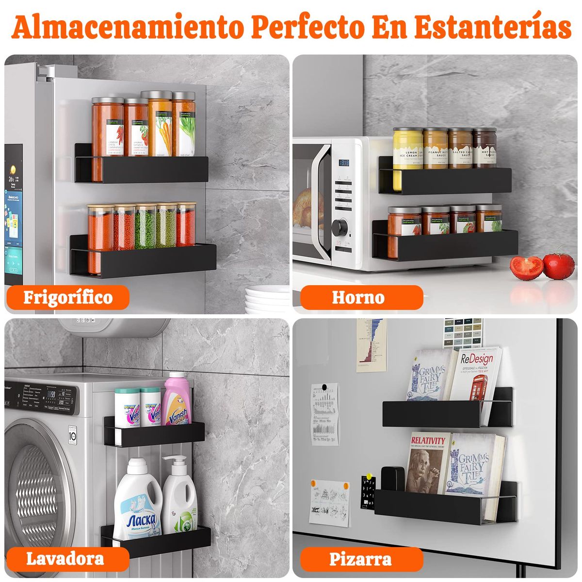 GENERICO - Juego De 2 Estantes Magnéticos Para Especias Para Cocina