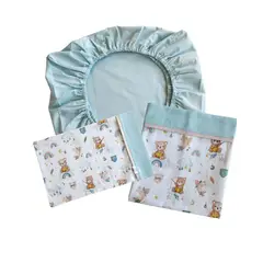 GENERICO - Set de Sábanas para Colecho 3 Piezas Diseño Ositos Verde