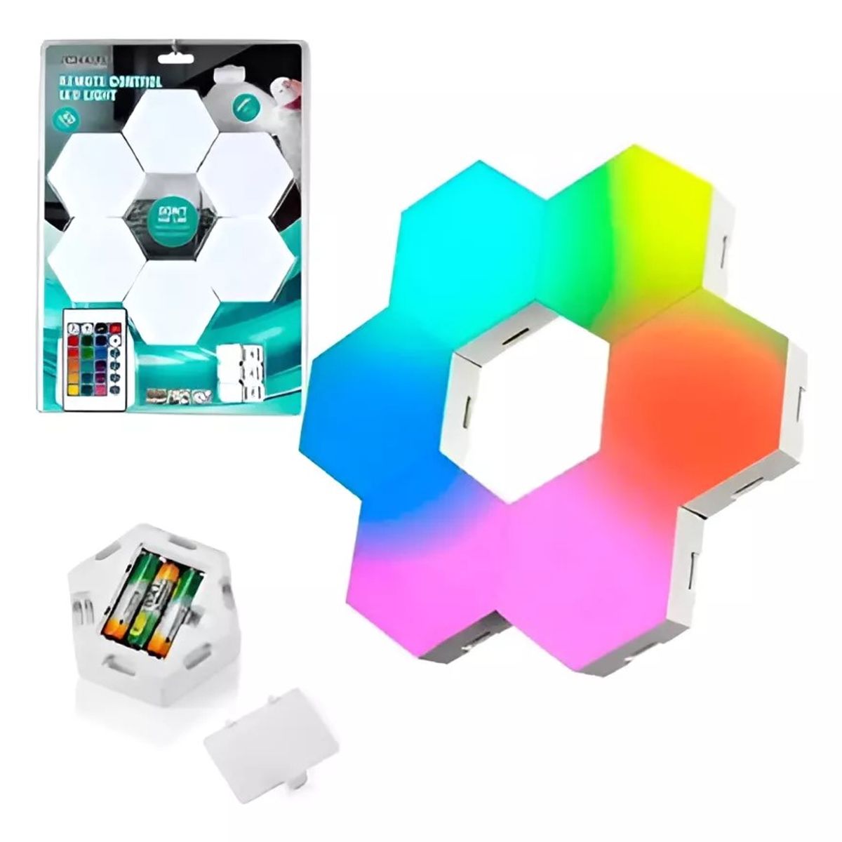 GENERICO - Set Luz Gamer Hexagonal Led Tira Cinta 6 Luces Rgb Control