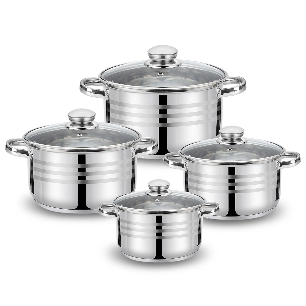 HAUSROLAND - Batería 8 piezas acero inoxidable Stuttgart