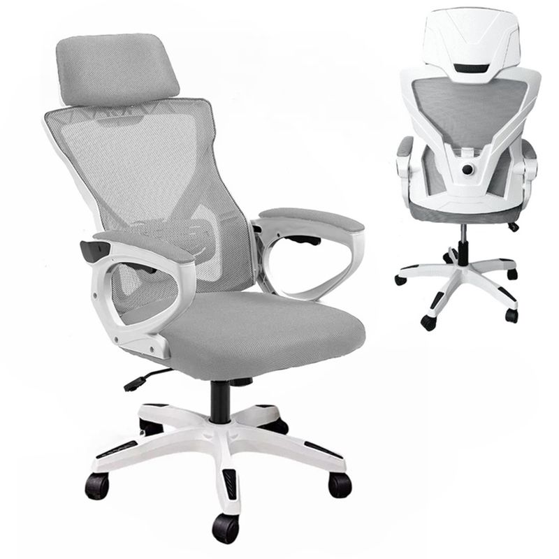 RD - Silla Oficina Escritorio Regulable Ergonomica Apoyacabeza Rd Gris