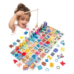 INVENCIBLE - TABLERO JUEGO EDUCATIVO MONTESSORI PESCA LETRA NÚMERO NC23