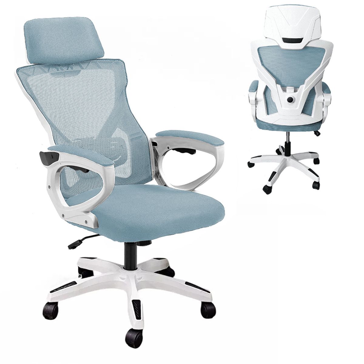 RD - Silla Oficina Escritorio Regulable Ergonomica Apoyacabeza Rd Celeste