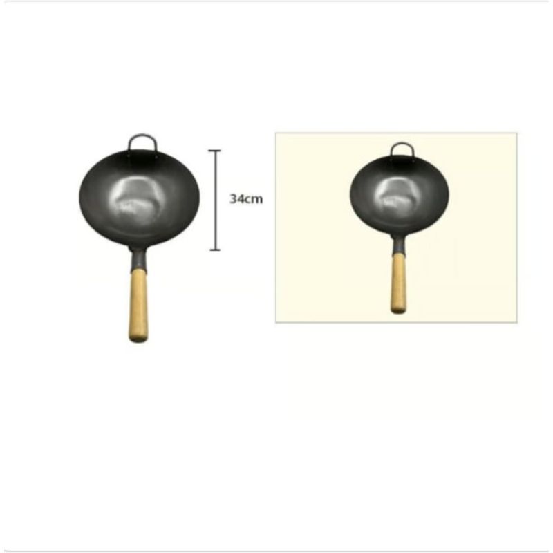 GENERICO - Sarten Aluminio De Cocina 34Cm Mango De Madera