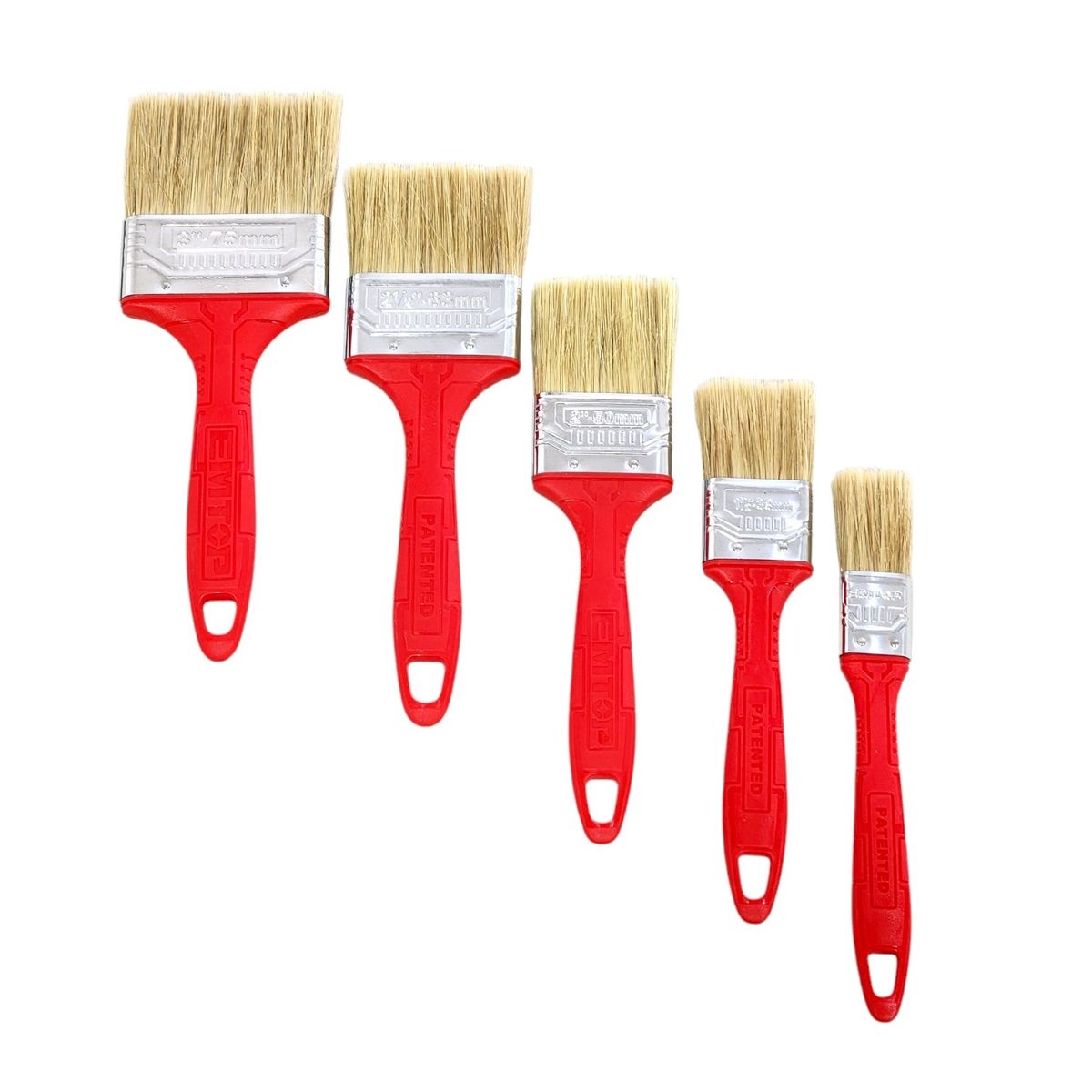 EMTOP - Kit de 5 Brochas Mango de Plástico EPBH160501 EMTOP