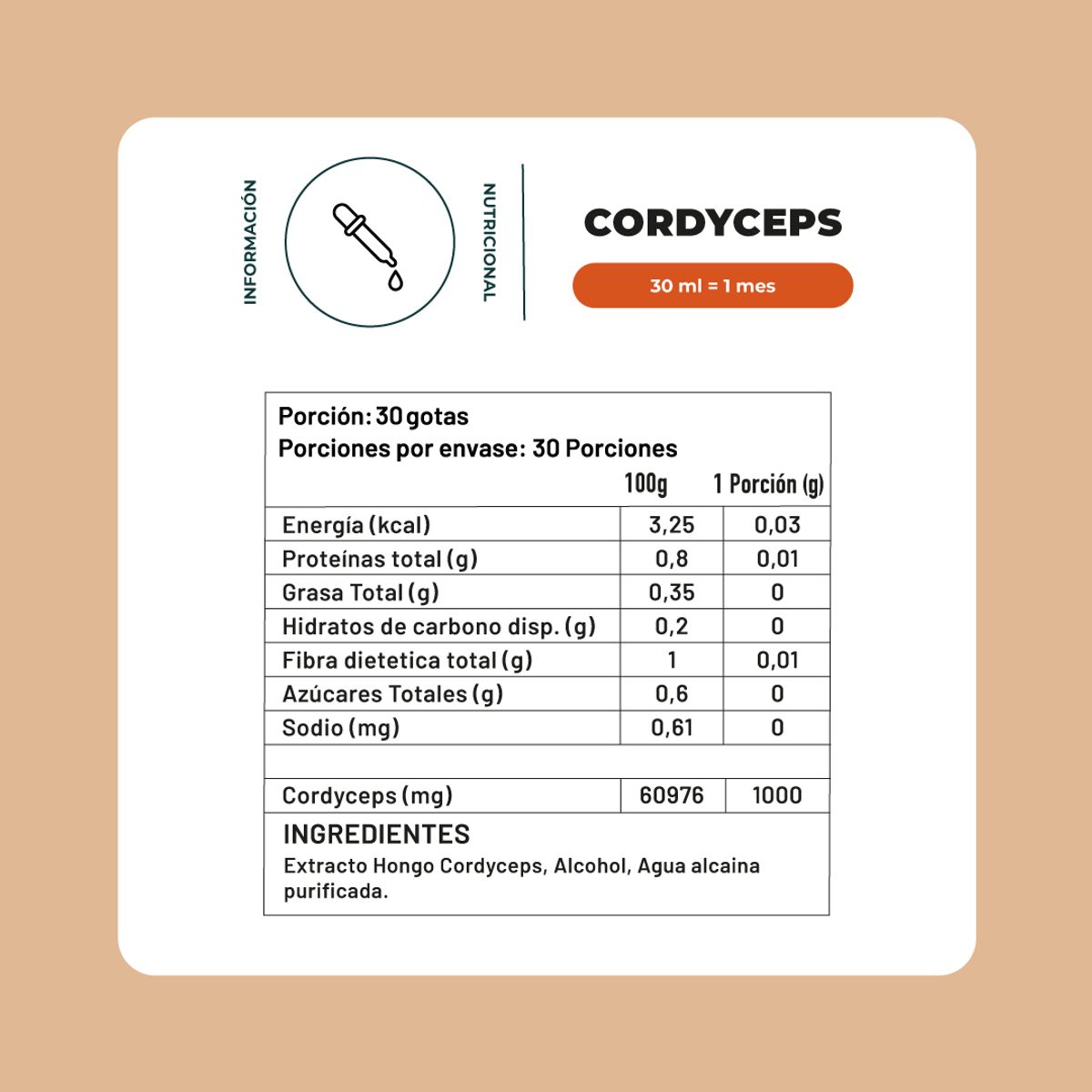 KARUNLIFE - Cordyceps Hongo Concentrado 30ml - Energía- Karun Life