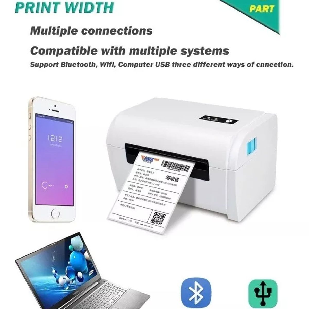 GENERICO - Impresora Térmica Portátil  Etiquetas Adhesiva Usb Con Rollo