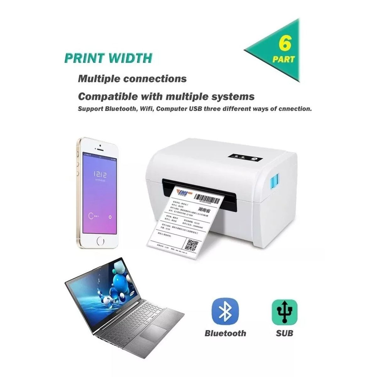 GENERICO - Impresora Térmica Portátil  Etiquetas Adhesiva Usb Con Rollo