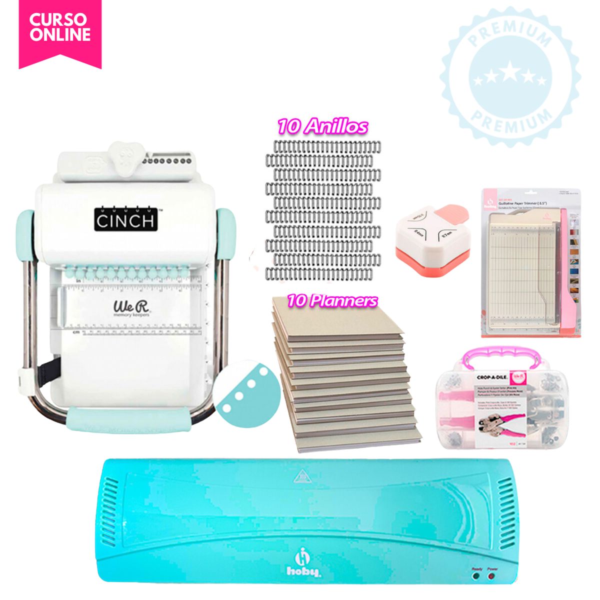 AMERICAN CRAFTS - Encuadernadora cinch celeste + laminadora k53