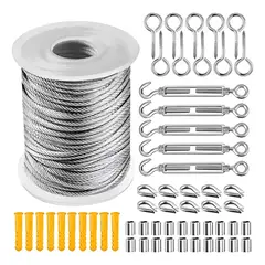 MUNDO MAGIA - Kit De Cable Tensor De Acero De 30 M Gancho Galvanizado
