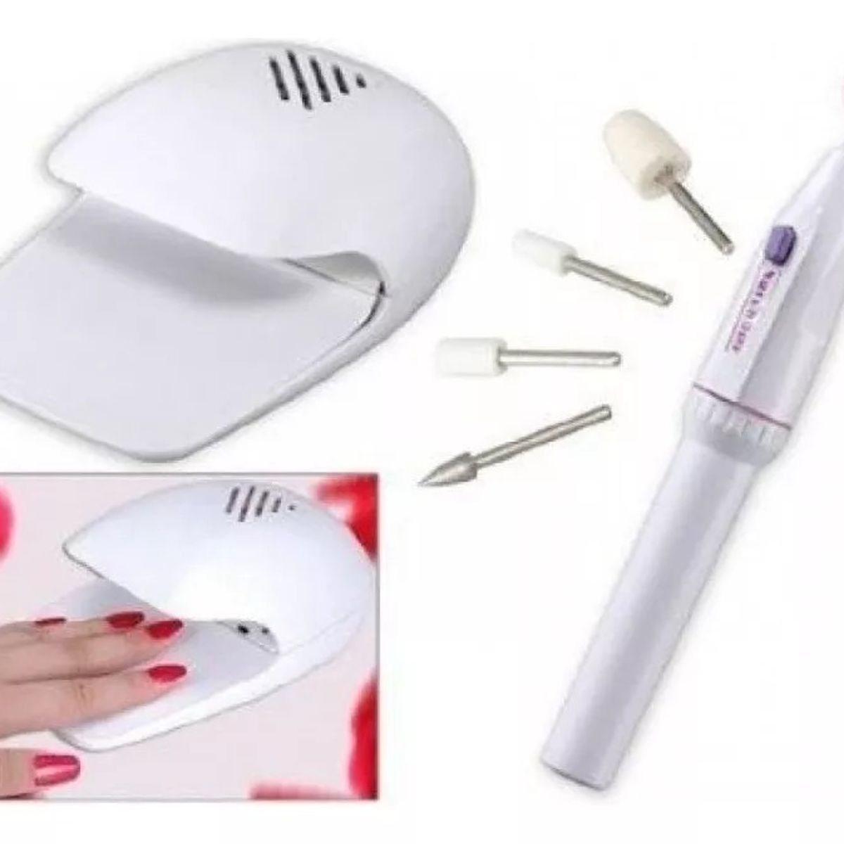 GENERICO - Kit De Esmeril Drill Incluye 5 Puntas + Secador De Uñas