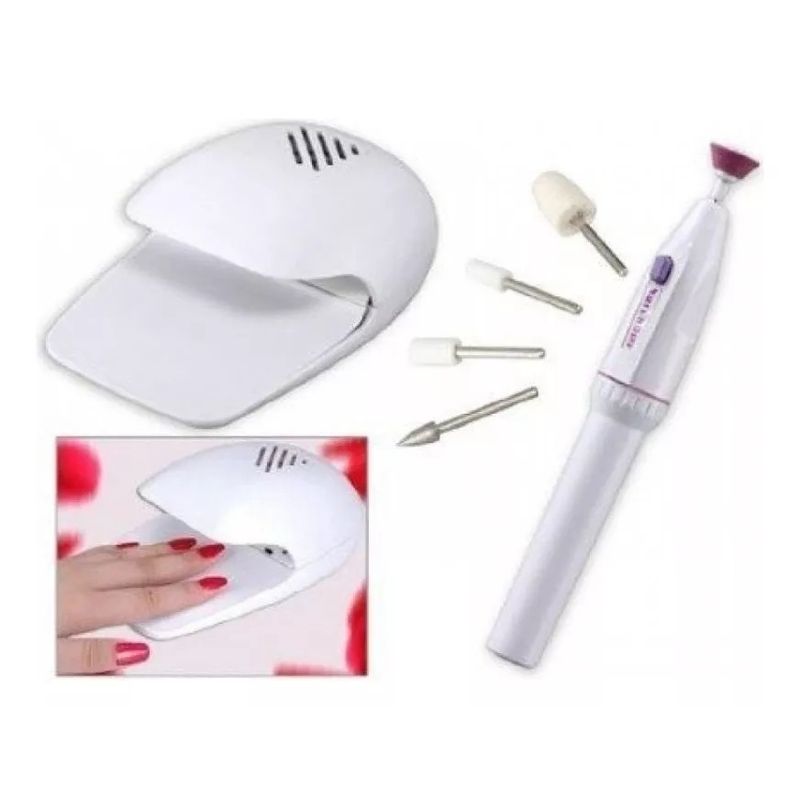 GENERICO - Kit De Esmeril Drill Incluye 5 Puntas + Secador De Uñas