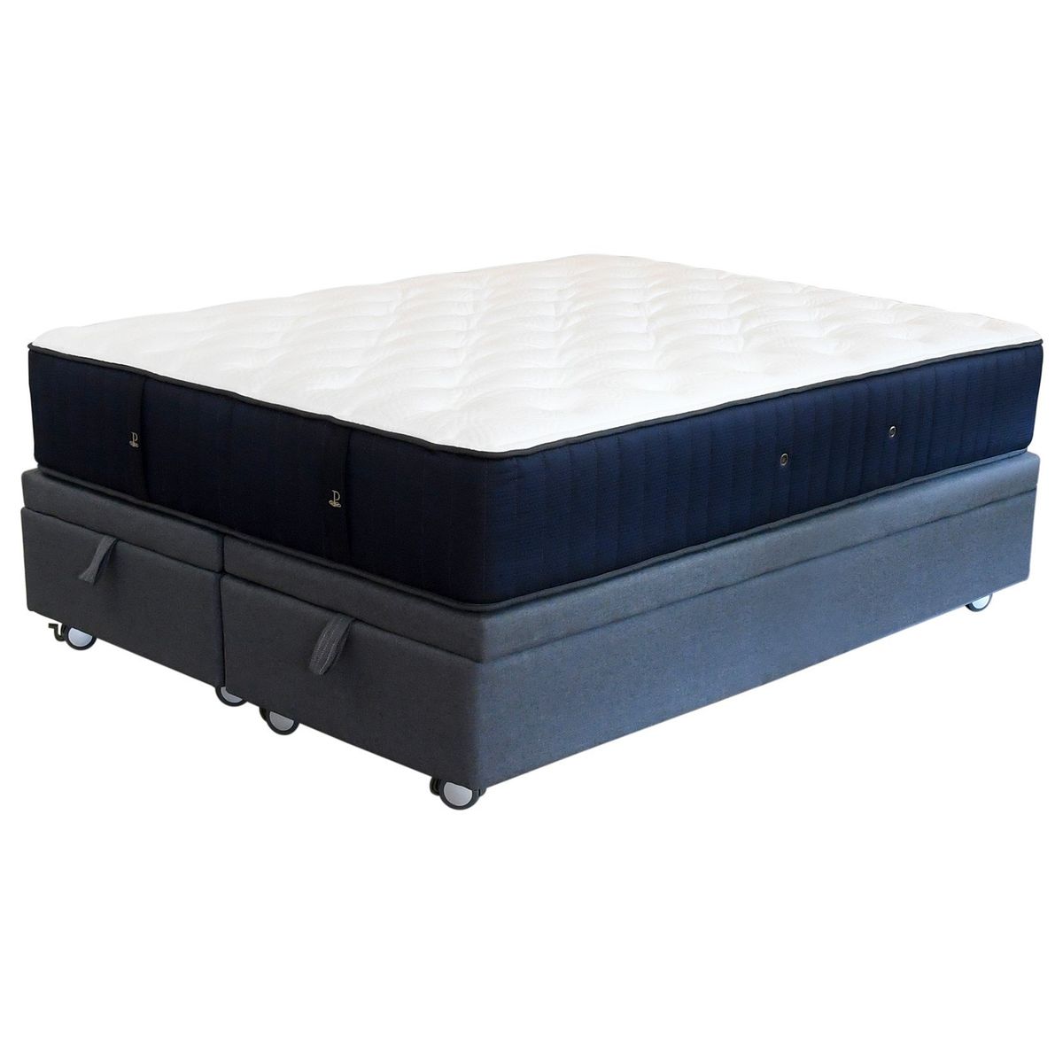 BLOCCARE - Cama Baul 2 Plaza L200cm Colchon Premium CIC Con Ruedas Logo Negro