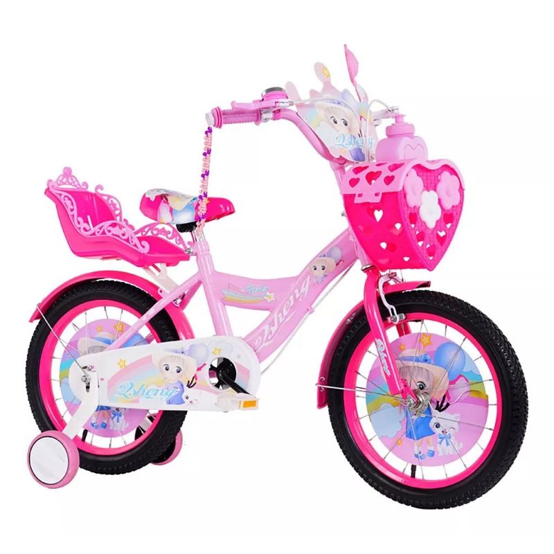 MUNDO MAGIA - Bicicleta Aro 16 Con Ruedas De Aprendizaje Rosado Bike
