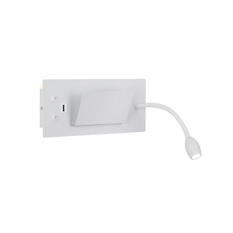 HB LEDS - Apliqué Lector LED Flexi USB 5W+3W Blanco - Luz Cálida