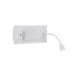 HB LEDS - Apliqué Lector LED Flexi USB 5W+3W Blanco - Luz Cálida
